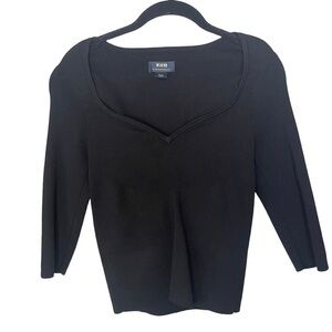 Anthropologie Maeve Sweetheart Neck Ribbed Knit Top